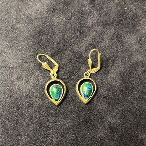 Elegant Silver and Eliat Blue Teardrop Earrings